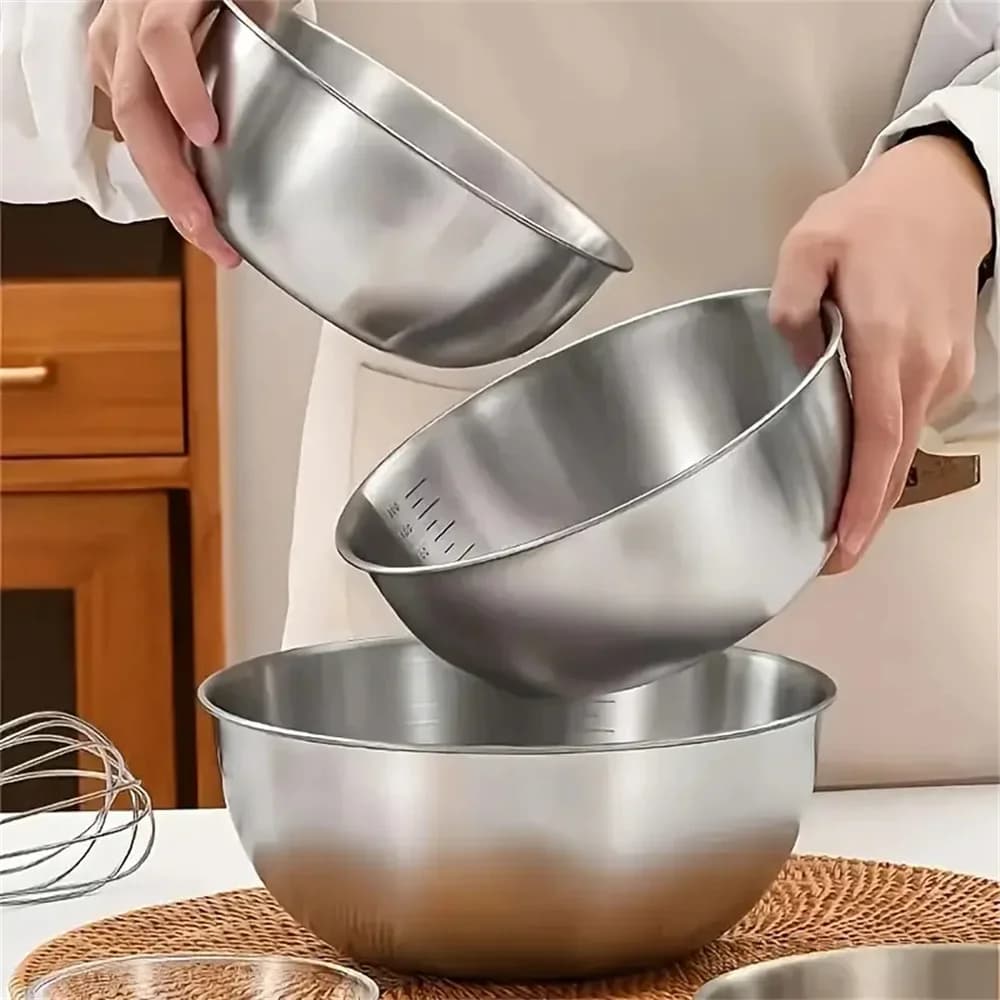 Набор мисок из нержавеющей стали с мерной шкалой для кухни