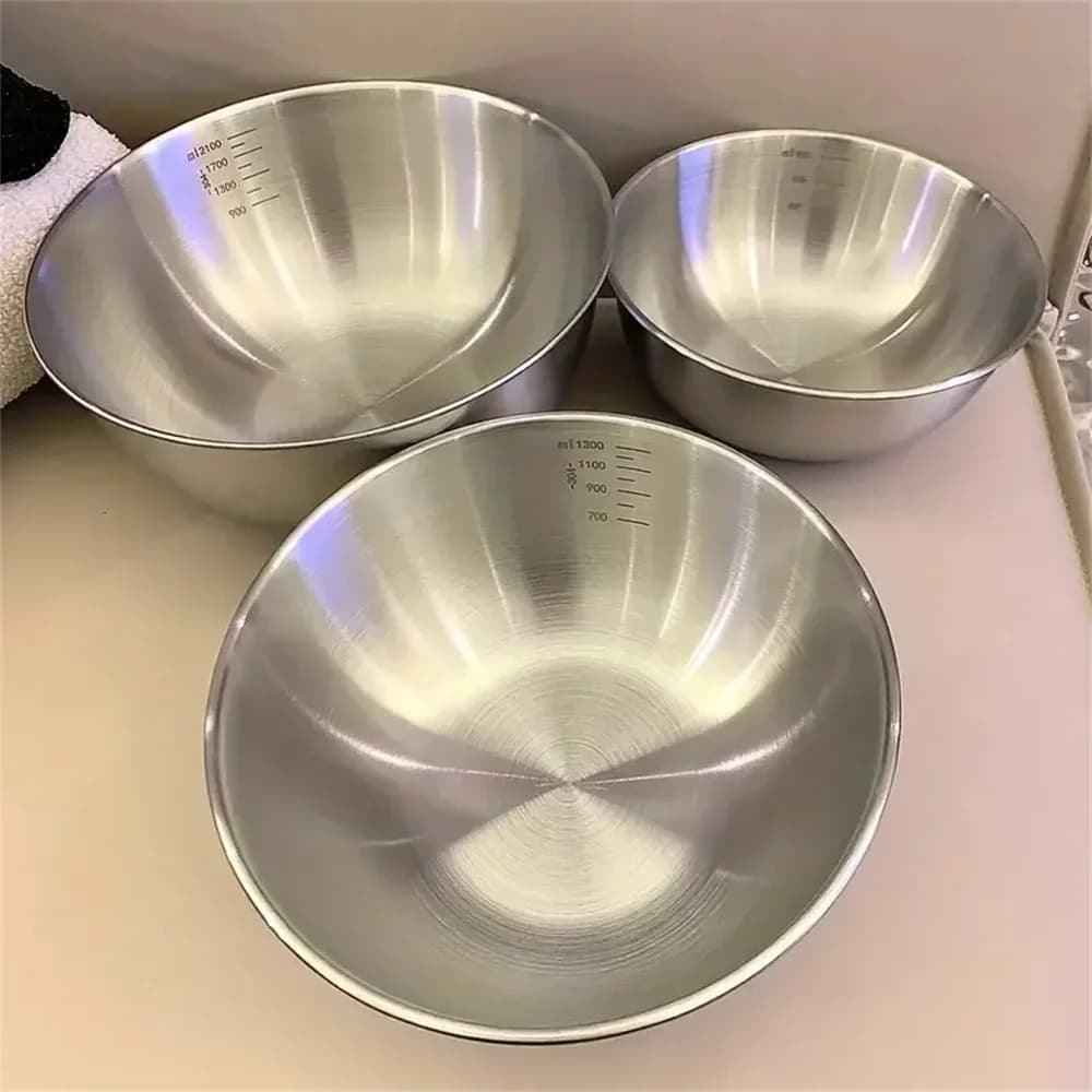 Набор мисок из нержавеющей стали с мерной шкалой для кухни