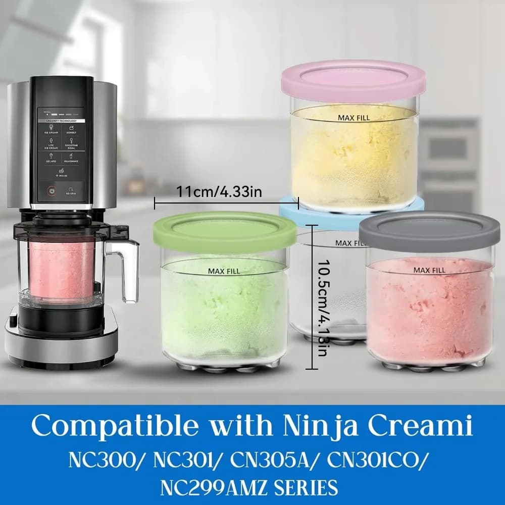Контейнеры для мороженого Creami с крышками для Ninja, 4 шт.