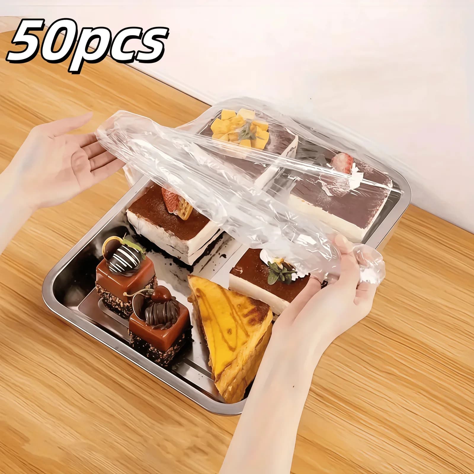 Многоразовые эластичные крышки-чехлы для продуктов из ПЭ, 50 шт.