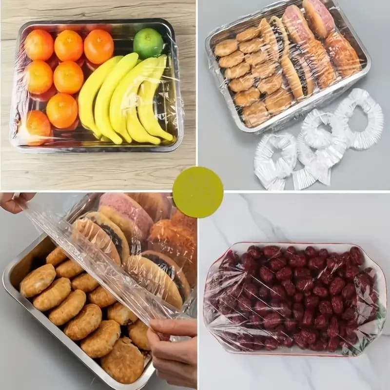 Многоразовые эластичные крышки-чехлы для продуктов из ПЭ, 50 шт.