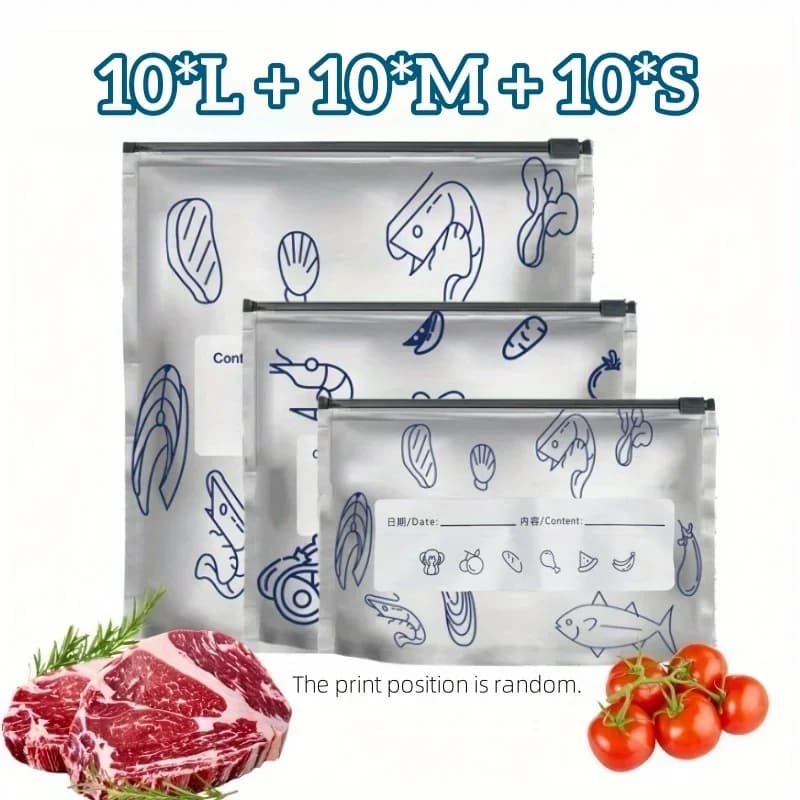 Фольгированные пакеты с замком для хранения продуктов, 10/60 шт.