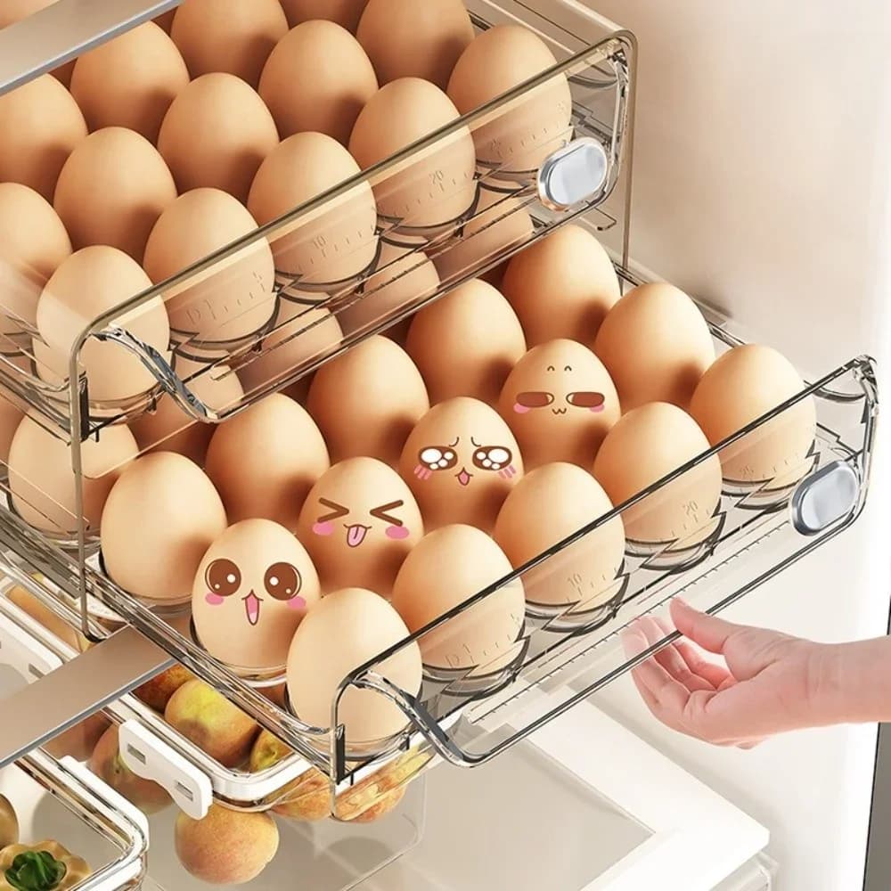 Прозрачный двухъярусный контейнер для яиц с индикатором даты