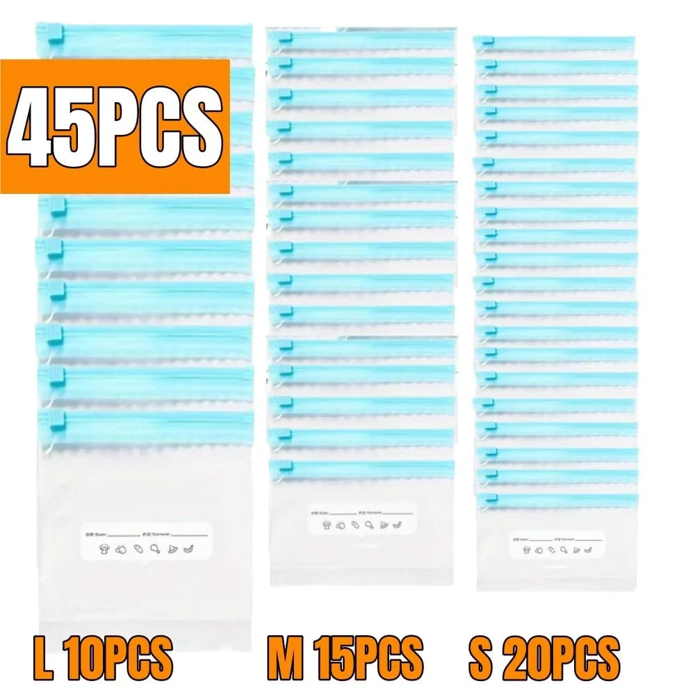 Пакеты для заморозки и хранения продуктов с замком zip-lock, 10–90 шт. — для овощей, фруктов и мяса