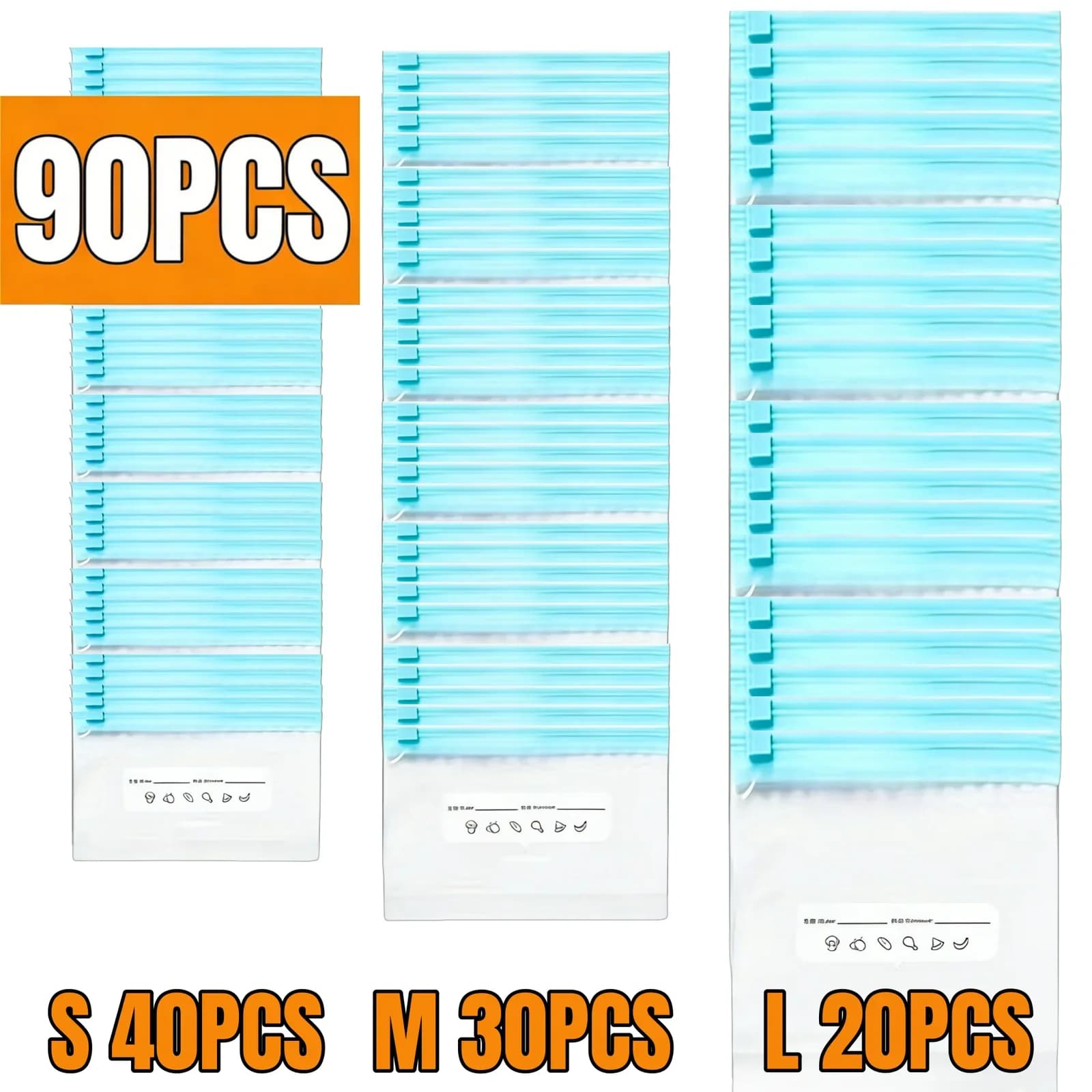 Пакеты для заморозки и хранения продуктов с замком zip-lock, 10–90 шт. — для овощей, фруктов и мяса