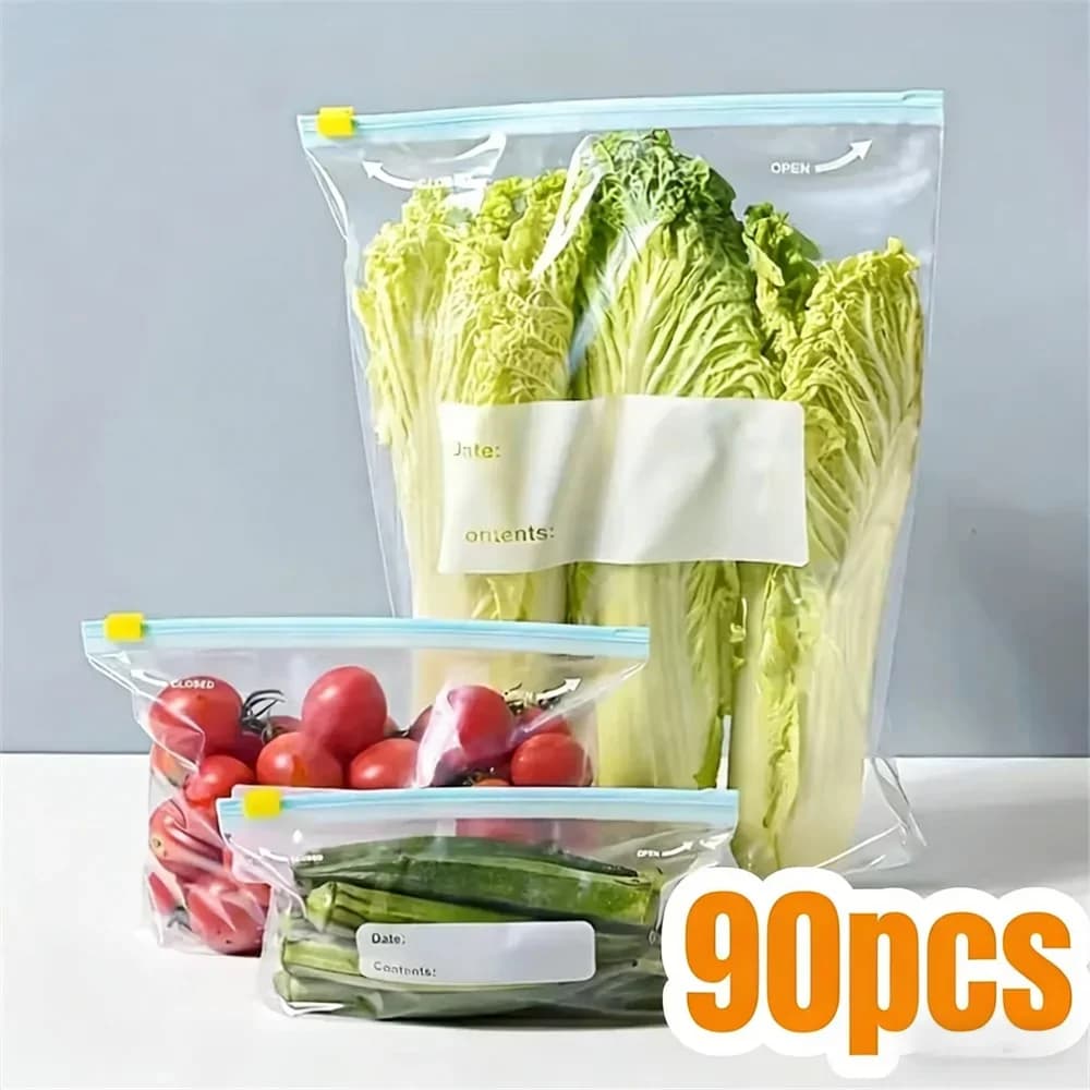 Пакеты для заморозки и хранения продуктов с замком zip-lock, 10–90 шт. — для овощей, фруктов и мяса