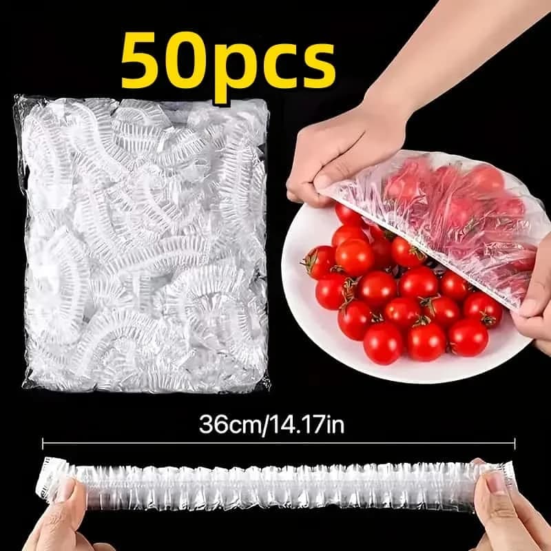 Многоразовые эластичные крышки-чехлы для продуктов из ПЭ, 50 шт.